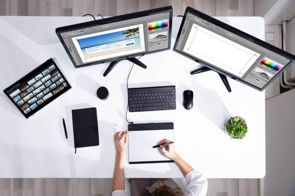 Web designer at computer